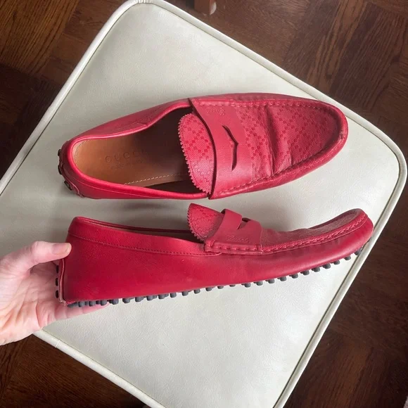 Gucci Diamante red leather loafers size 9 Gucci Diamante red leather loafers size 9 | Mercari main image 3